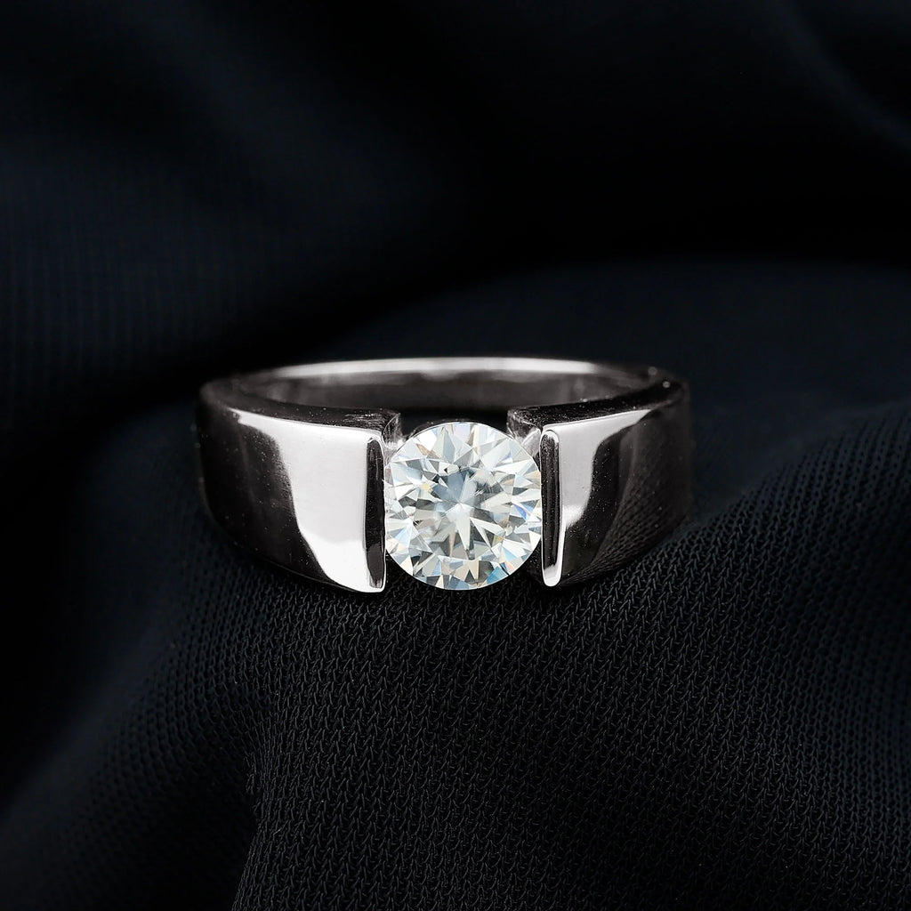 Moissanite Solitaire Engagement Ring, 2 Carat, Sterling Silver, 10K White Gold, US 7.50 P87369
