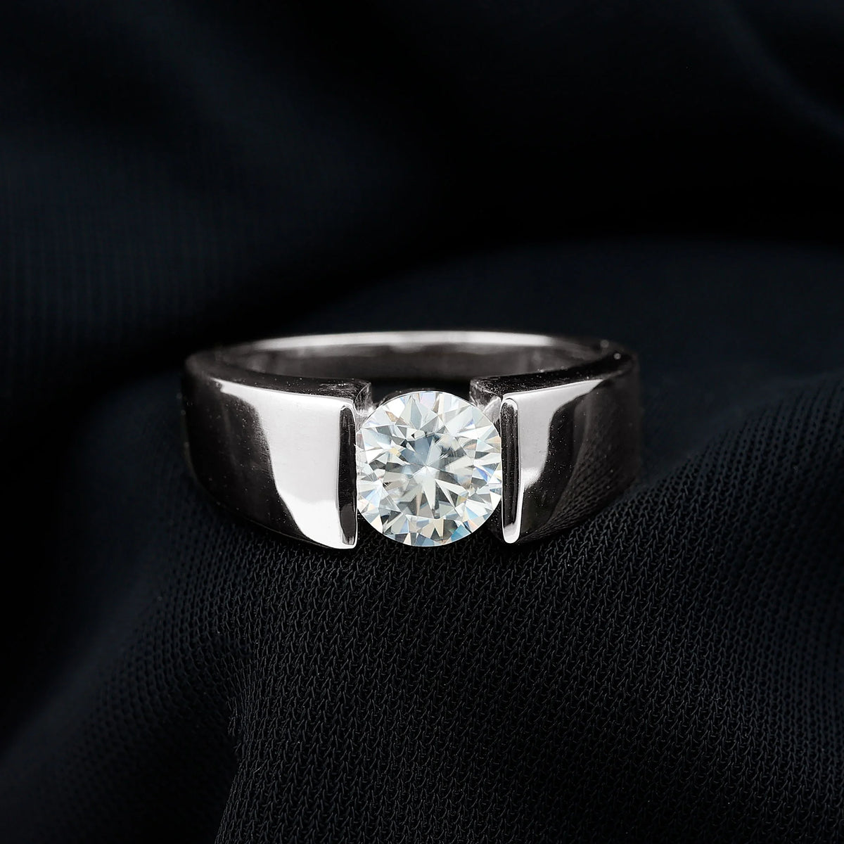 Moissanite Solitaire Engagement Ring, 2 Carat, Sterling Silver, 10K White Gold, US 7.50 P87369