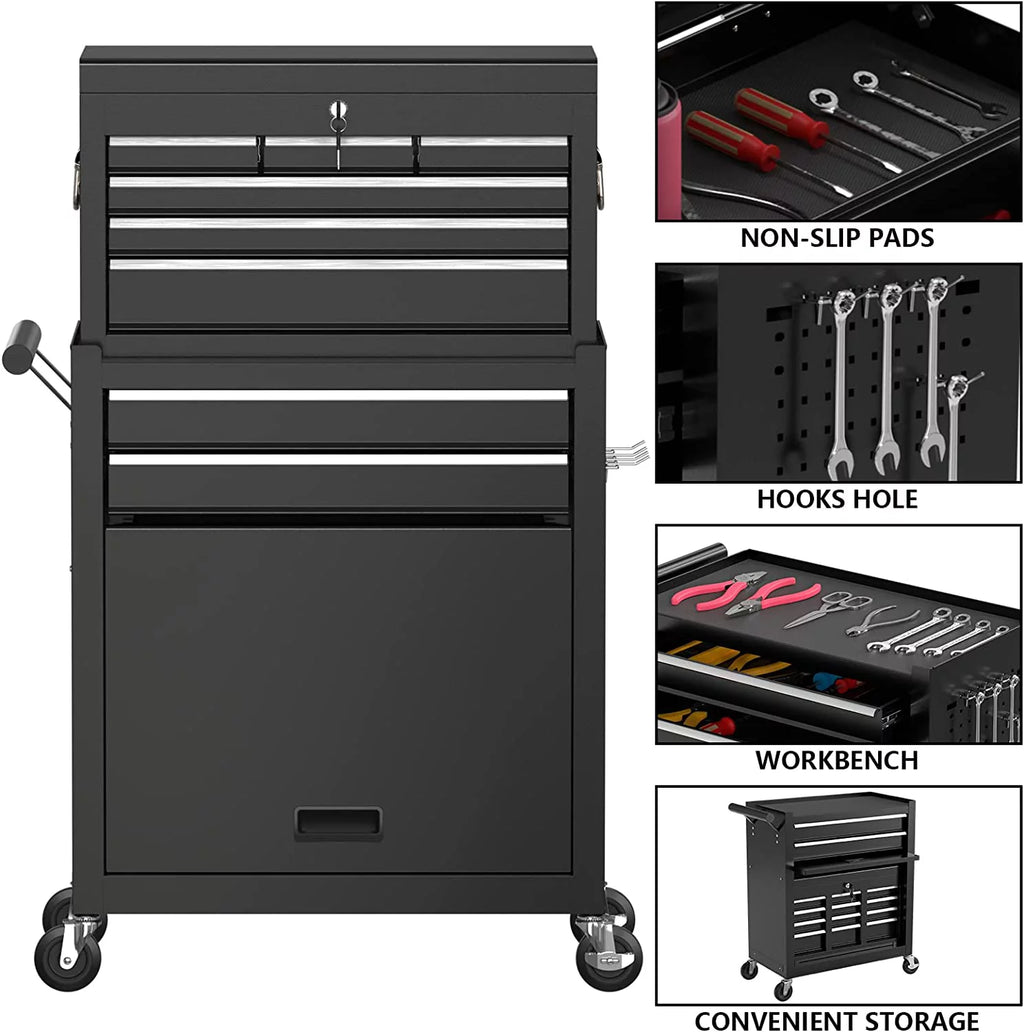 8 Drawer Rolling Tool Chest with Lockable Drawers I769
