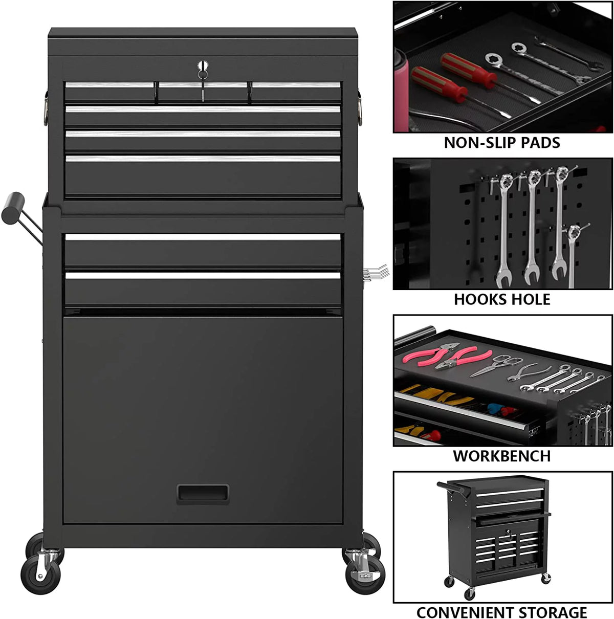 8 Drawer Rolling Tool Chest with Lockable Drawers I769