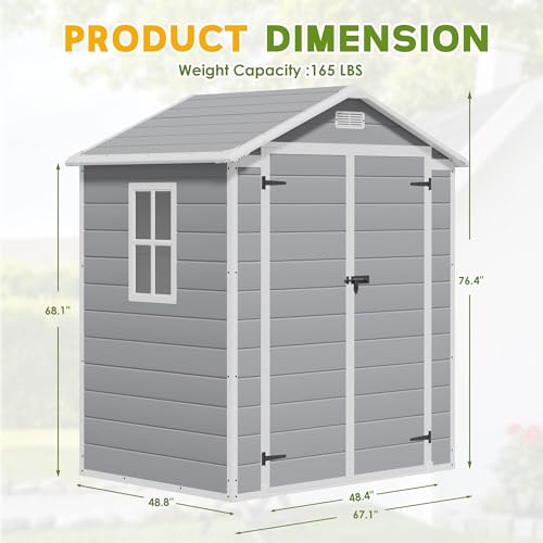 5' x 4' Resin Weather Resistant Outdoor Storage Shed with Floor B3269