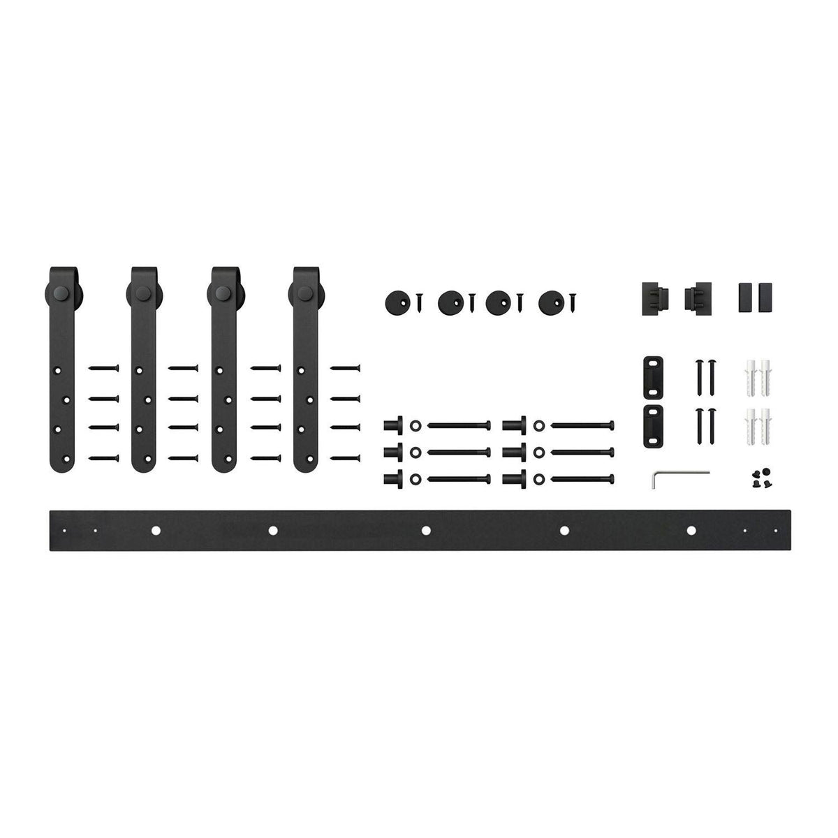 Solid Steel Double Barn Door Hardware Kit Black 48 in. Track D106