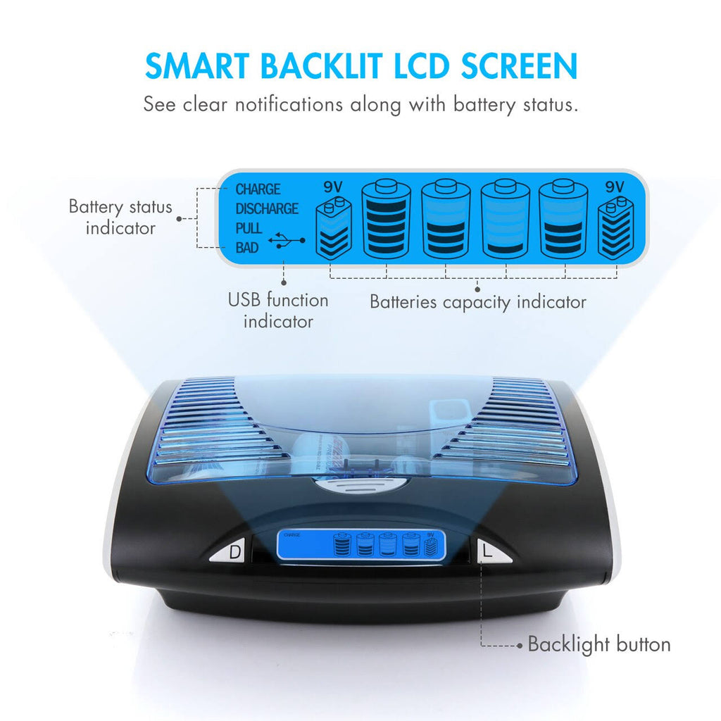 Combo: Universal LCD Battery Charger + 26 NiMH Rechargeable Batteries (8aa/8aaa/4c/4d/2 9V) S28027