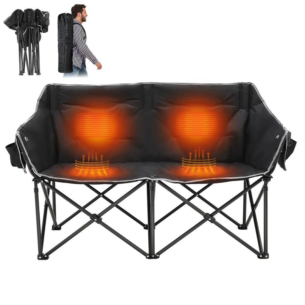 Heated 2-Person Folding Camping Chair 550 lbs E2288