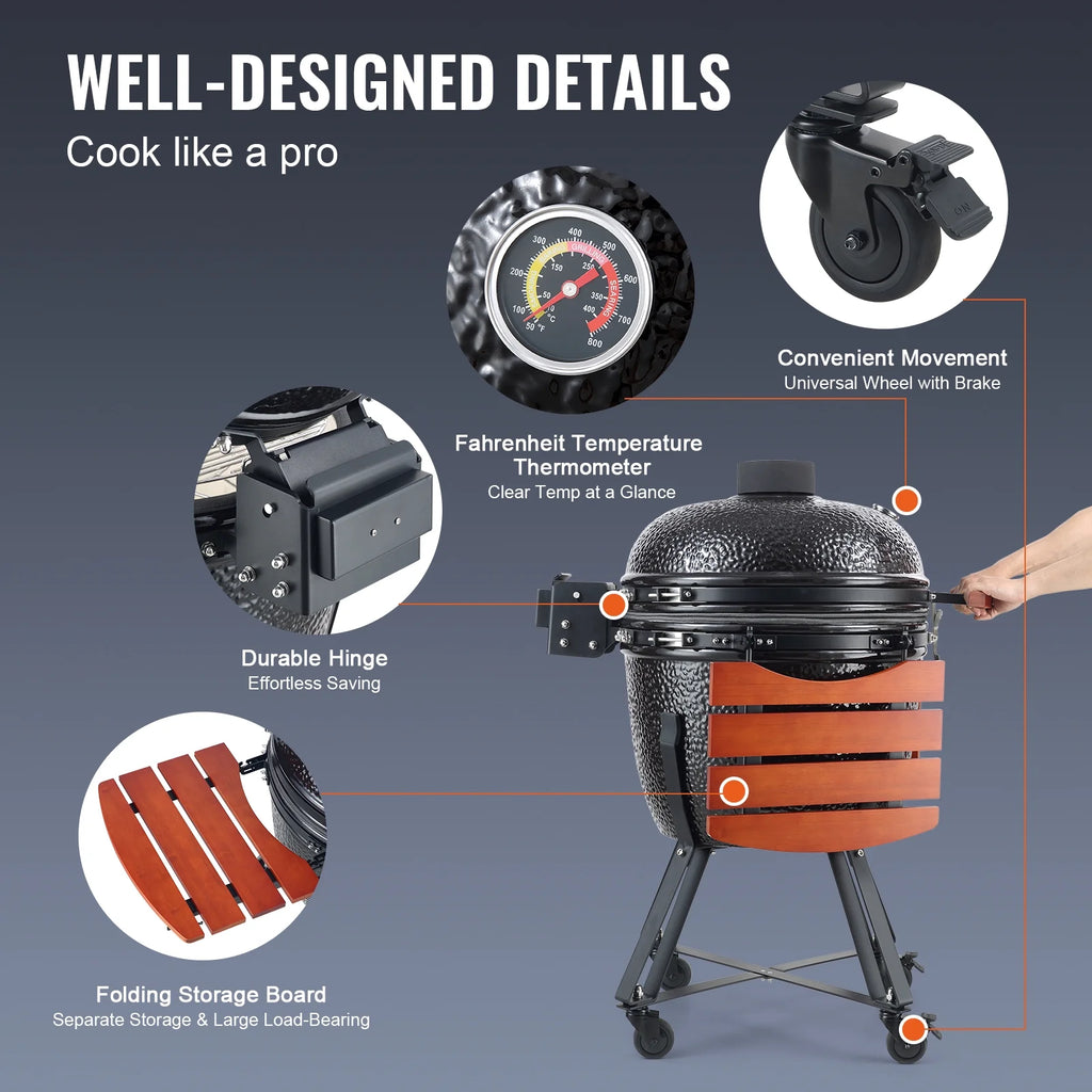 24" Ceramic Barbecue Grill Smoker Q9173