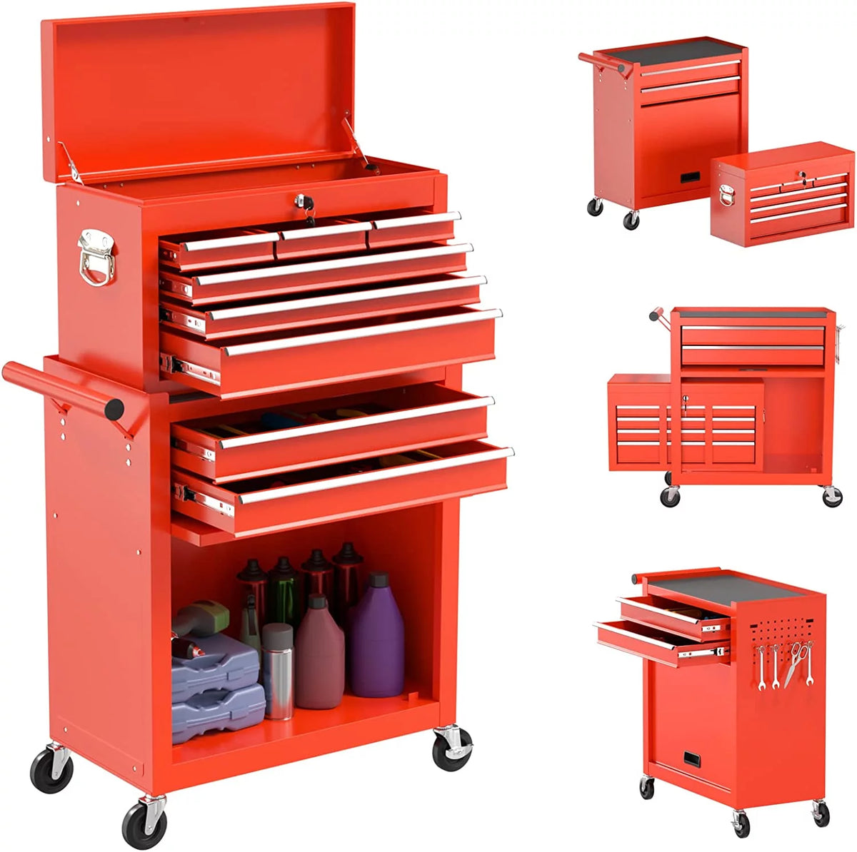 Rolling Tool Chest with Wheels and 8 Drawers, Blue G41333