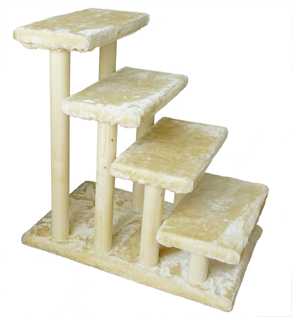 4-Step Wooden Pet Stairs with Detachable Carpet, Brown, Pack of 2 E183335