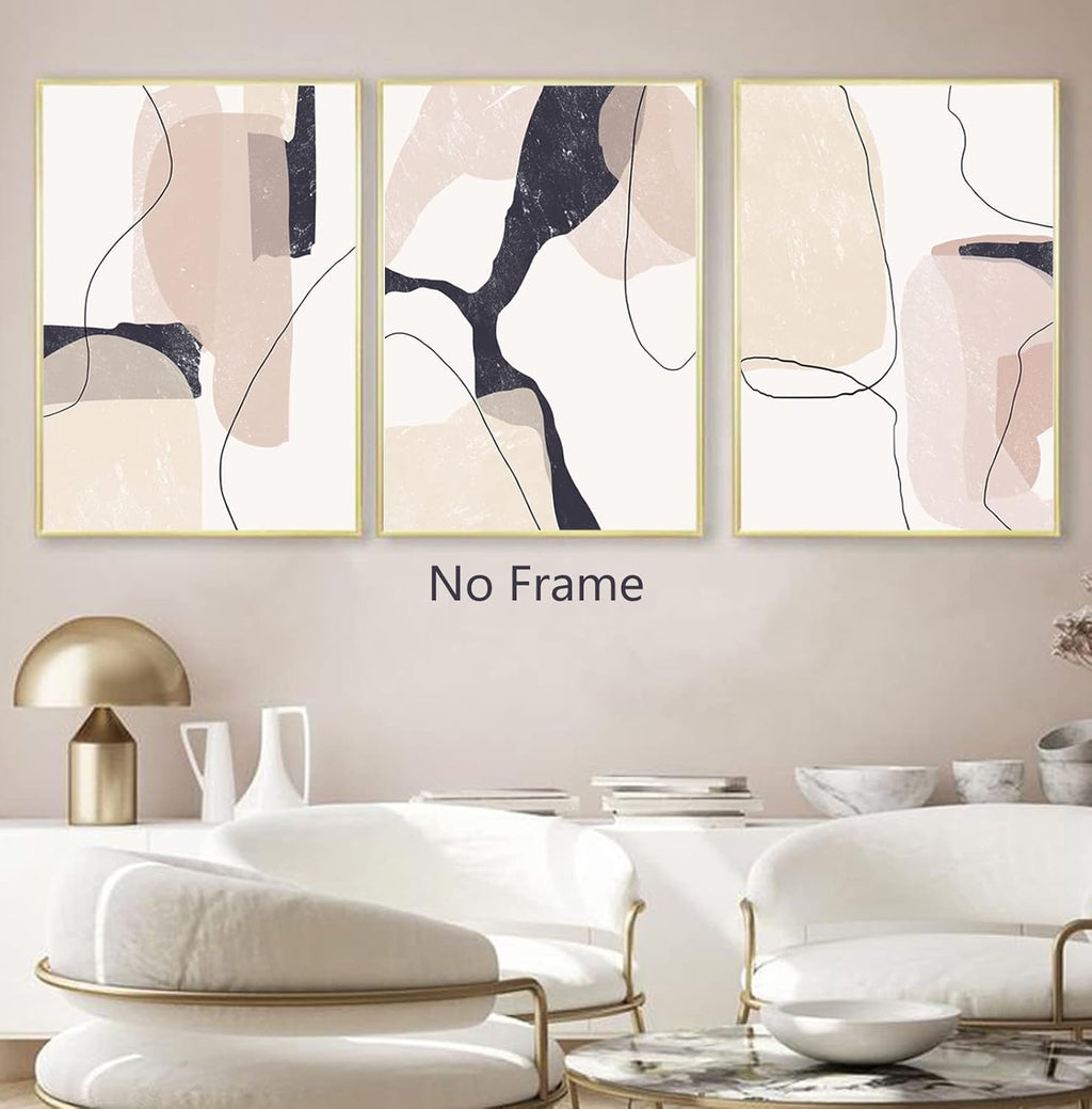 Beige Abstract Canvas Wall Art 20x28inchx3pcs No Frame A68741