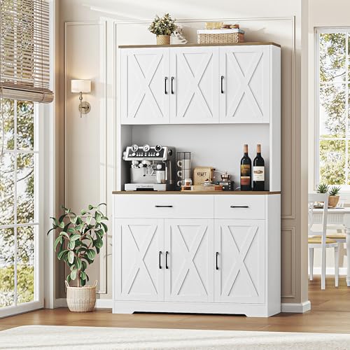 Black Tall Pantry Cabinet with Charging Station and Microwave Stand M31788