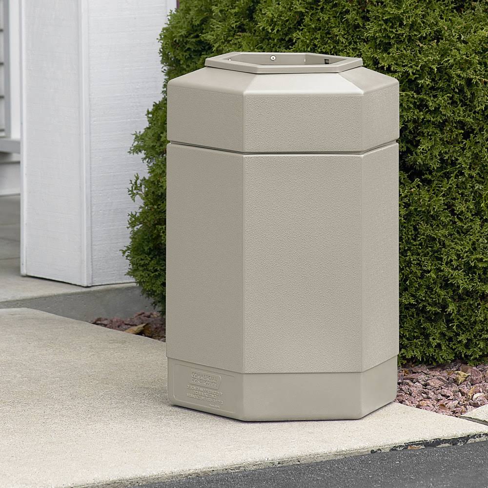 Beige 30-Gallon Hex Waste Container X4433