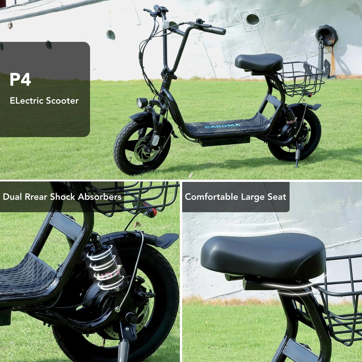 Black 500W Electric Scooter with Seat, 14" Tires, 20 MPH Max, 15 Miles Range R977719