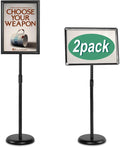 Black Pack of 2 Adjustable Aluminum Floor Standing Sign Holder D60075