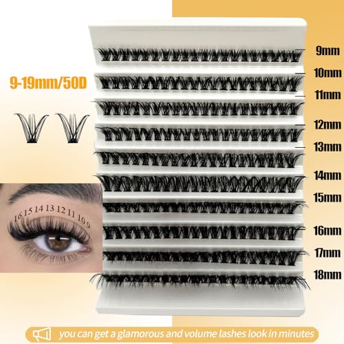 Natural Lash Clusters C Curl Short Classic Individual Lashes Cluster Wispy Wide Stem DIY Eyelash Extension Clusters (8-16mm) A73934