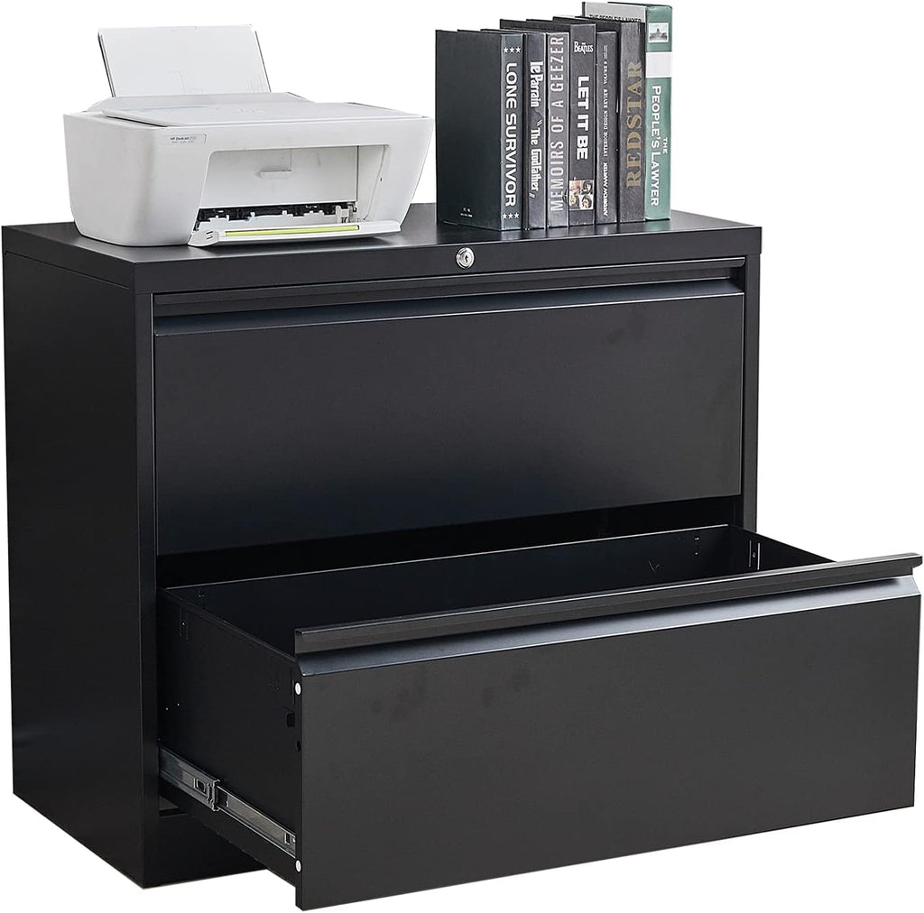 White 4 Drawer Metal Lateral File Cabinet with Lock L347