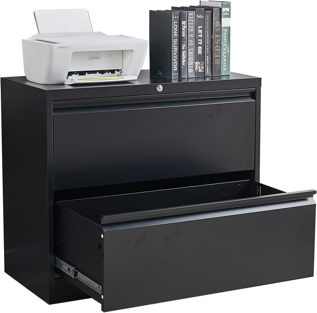 White 4 Drawer Metal Lateral File Cabinet with Lock L347