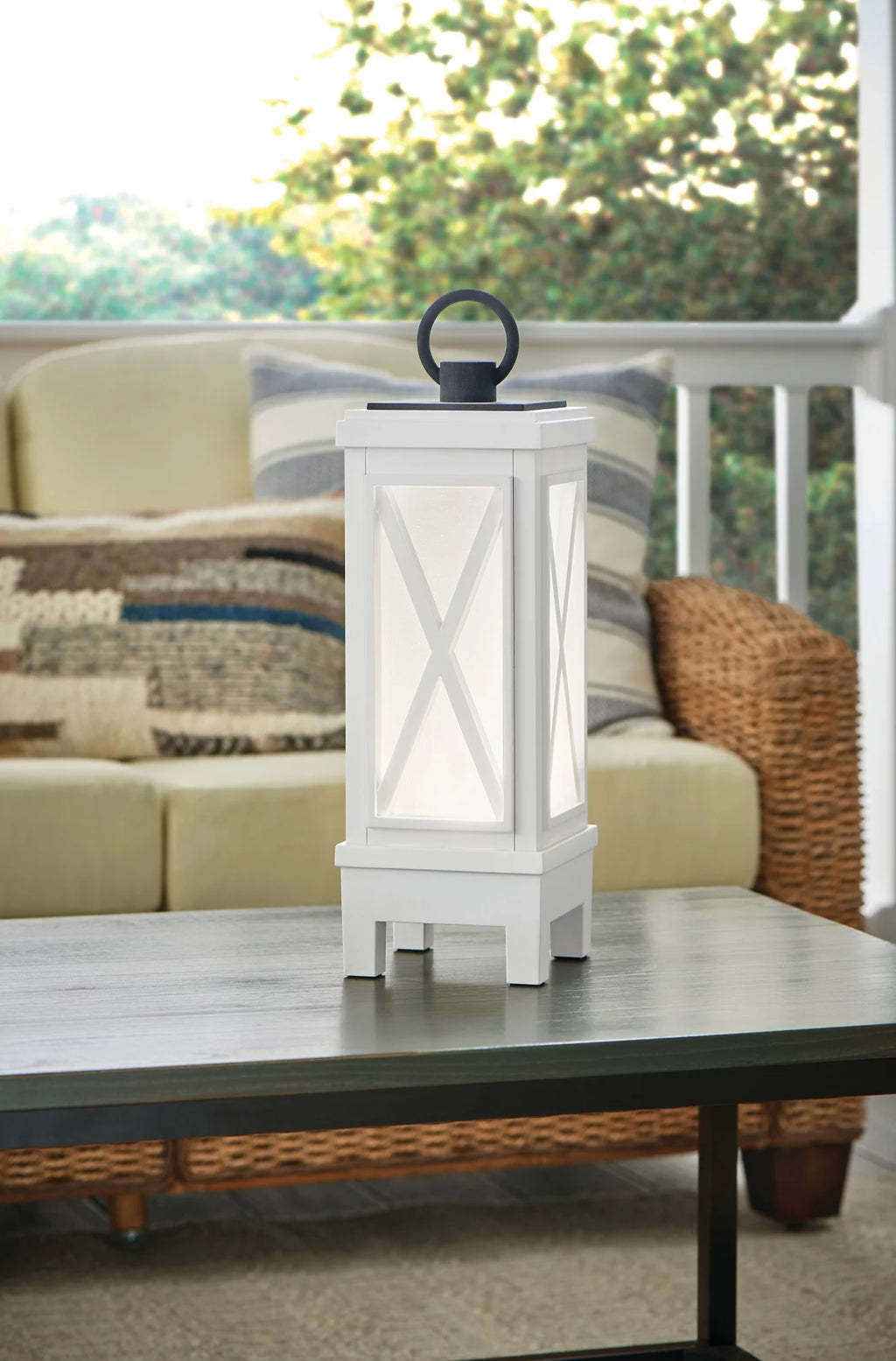 19" Tall Portable Outdoor Lantern Style Lamp - White G92929