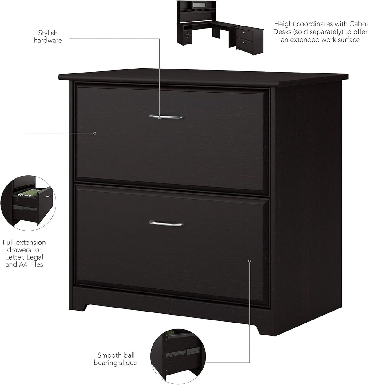 Espresso Oak 2 Drawer Lateral File Cabinet A78048