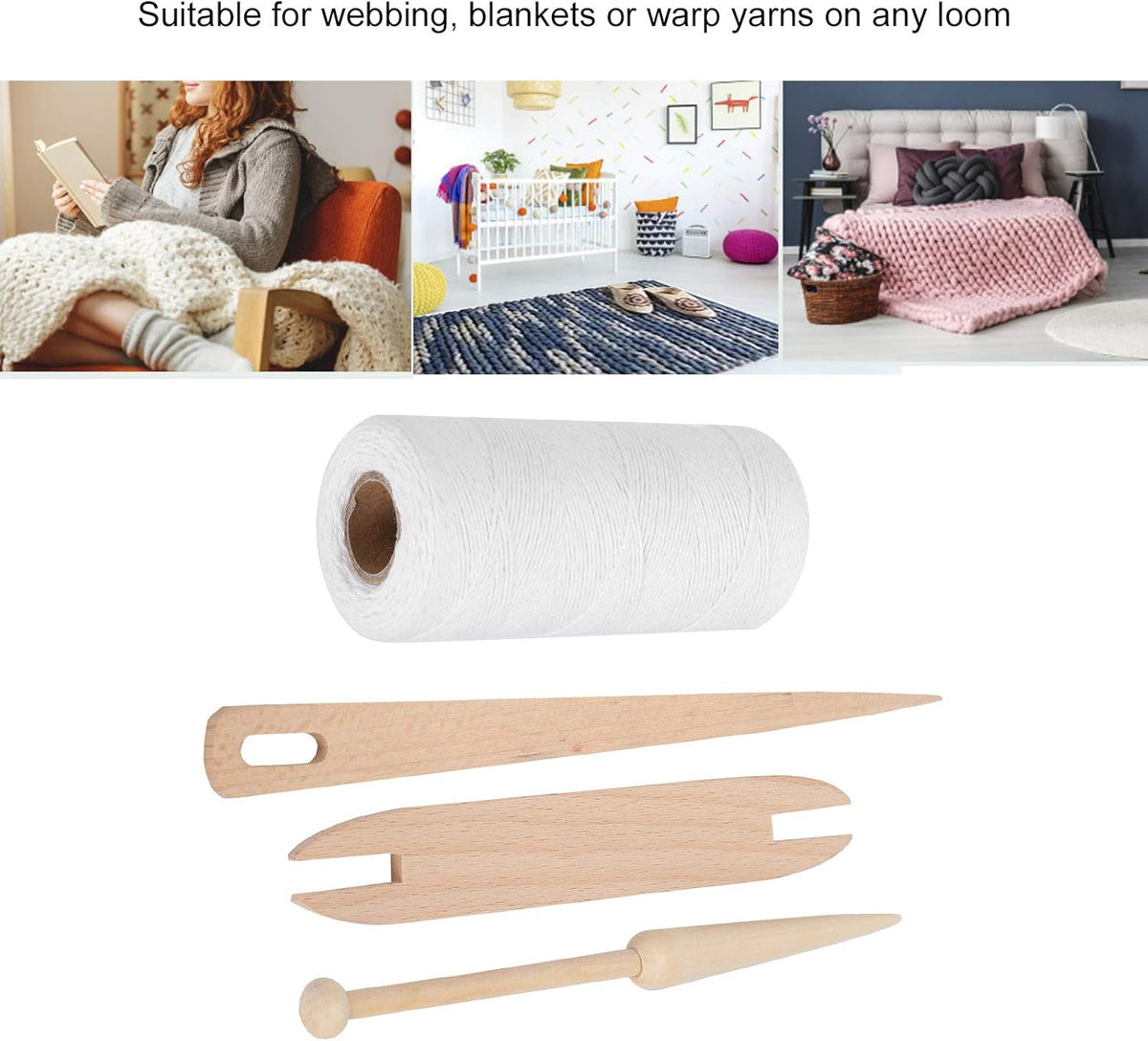 Cotton Rug Yarn with Wooden Shuttle Stick Rod V536603
