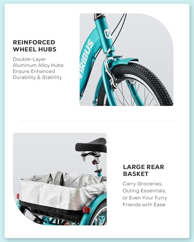 20 inch Folding 3 Wheel Tricycle with Lock, 1 or 7 Speed, 330lb A15559