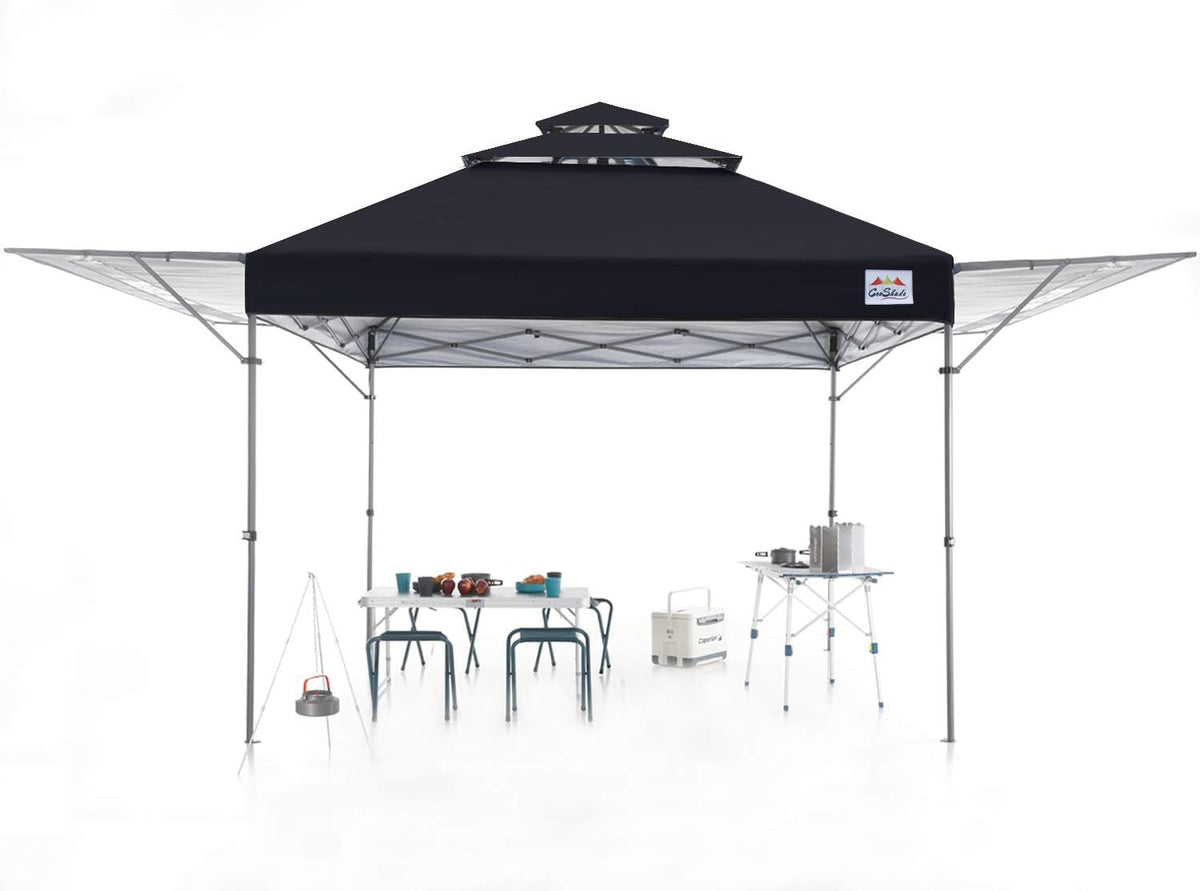 10x17 Instant Pop Up Canopy Tent with Ventilation and Adjustable Dual Half Awnings Black I743680