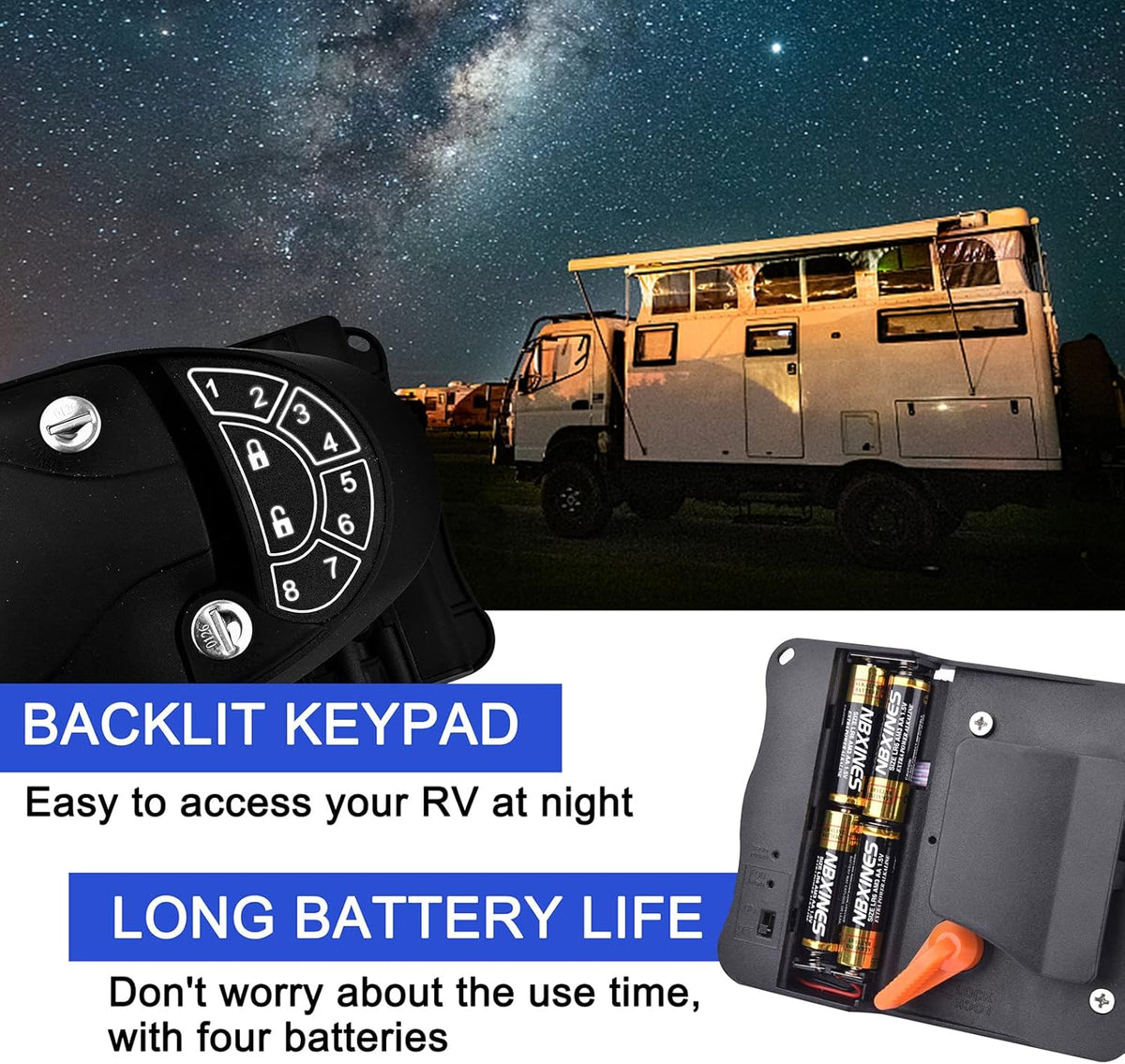 Waterproof Metal RV Keyless Entry Door Lock with Backlit Keypad C53774
