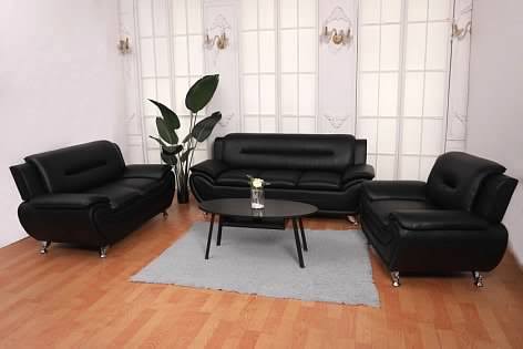 White Leatherette Sofa Set Chair S156627