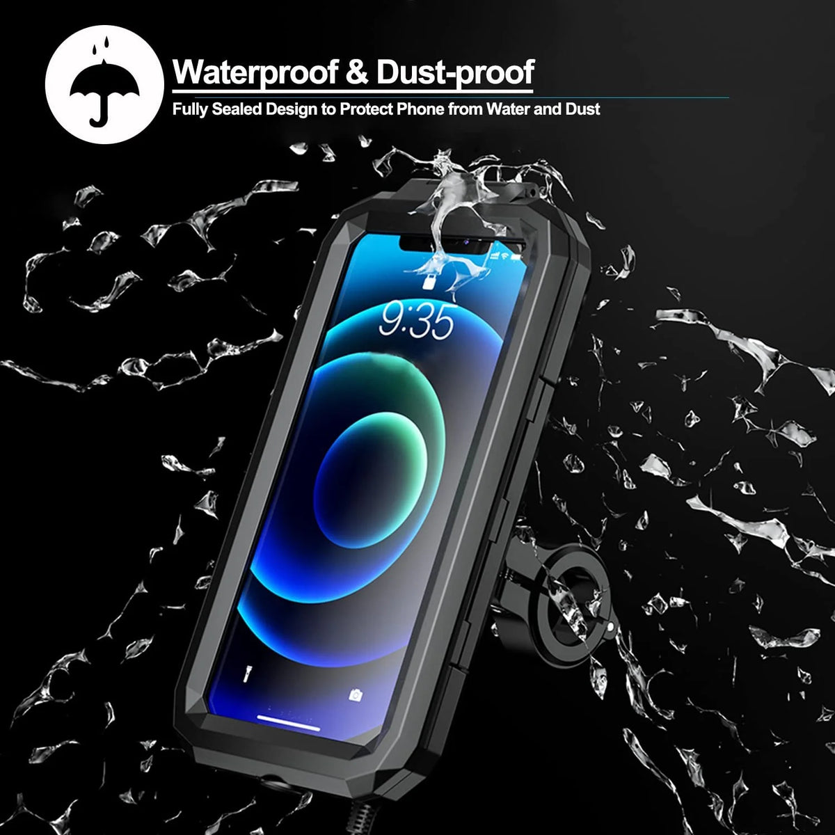 Waterproof Motorcycle Phone Mount 360° Ball Rotation Bike Cellphone Holder Y471790