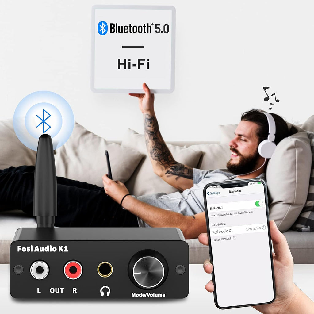 Bluetooth 5.0 DAC Headphone Amplifier Preamplifier 24-Bit 192 KHz USB Optical Coaxial to RCA AUX Digital-to-Analog Audio Converter Adapter Pack of 2 N961475
