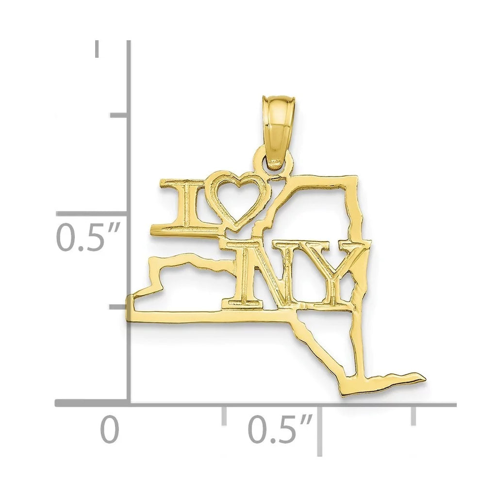 10k Gold New York State Pendant Necklace E41813