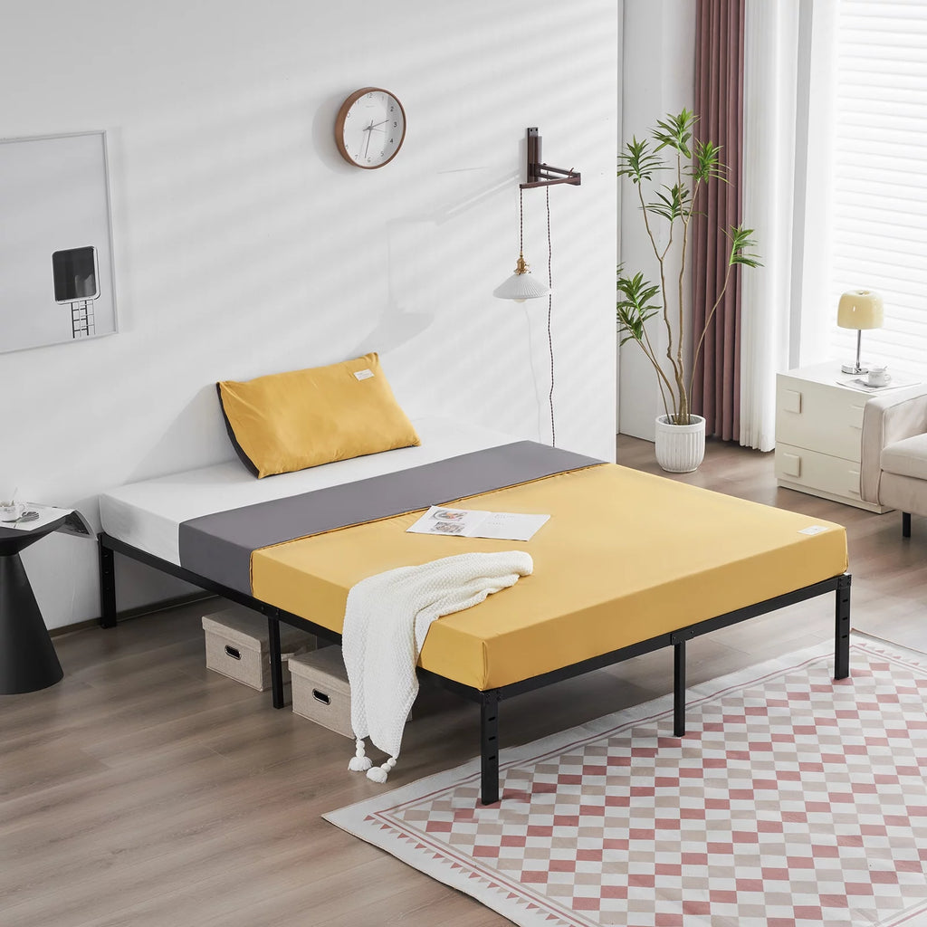 Black 14-Inch Tall Cal-King Metal Platform Bed Frame W771