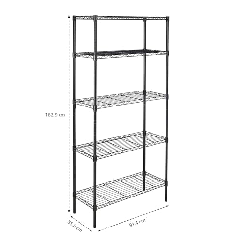 5-Shelf Adjustable Heavy Duty Steel Wire Rack Storage Shelving, Chrome Z23148
