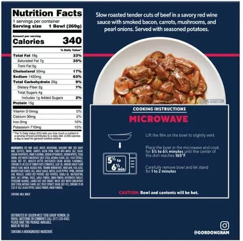 Red Wine Braised Beef Frozen Meals 9.5oz Pack of 10 X52153