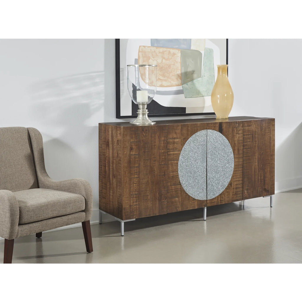 Industrial Style Solid Wood Four Door Credenza A59202
