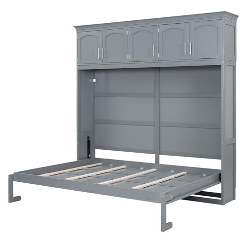 Full Size Murphy Bed with Top Cabinets and Pneumatic Lift F29950