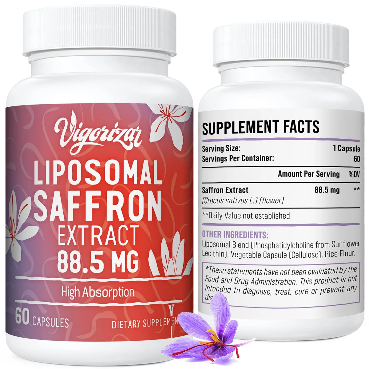 Pure Saffron Extract 88.5 mg 60 Veggie Capsules E53589