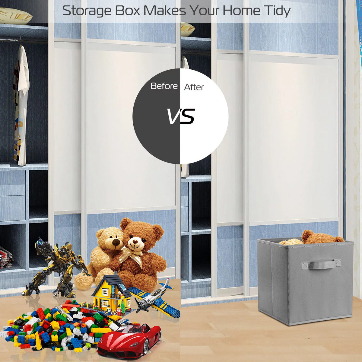 4 Pack Collapsible Fabric Storage Cubes with Handles R8698