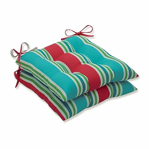 Stripe Indoor/Outdoor Tufted Chair Seat Cushion with Ties, 2 Count X91072