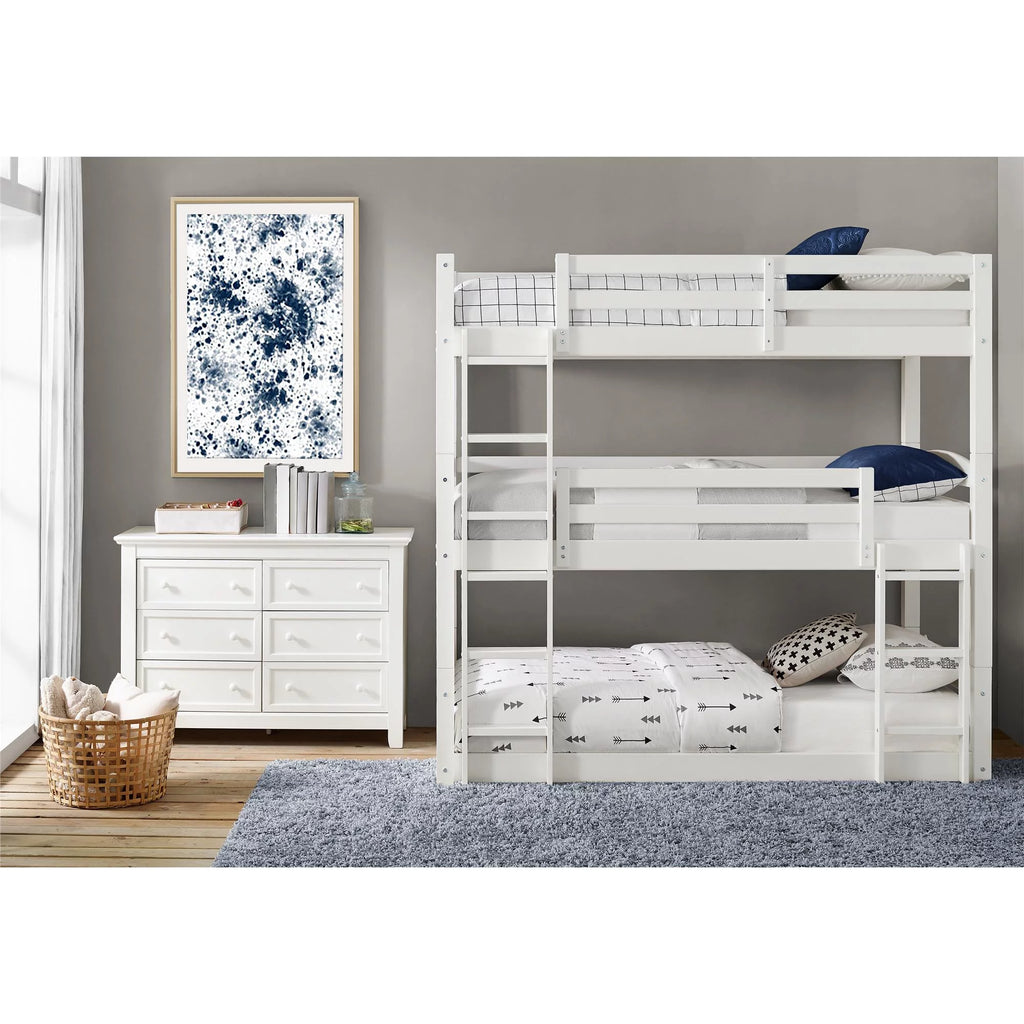 White Triple Twin Bunk Bed F24885
