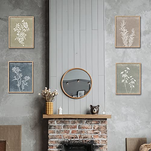 Framed Boho Botanical Print Wall Art Set of 4 Brown 12x16 O968803