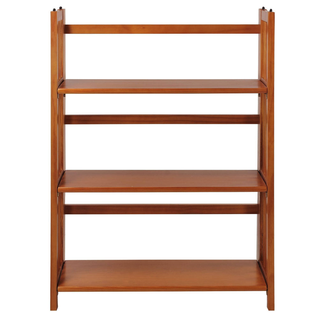 3 Shelf Folding Stackable Bookcase Chestnut N52953
