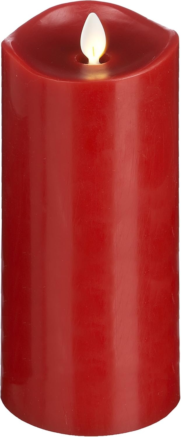 Red Pack of 2 Flameless LED Wax Pillar Candle W4747