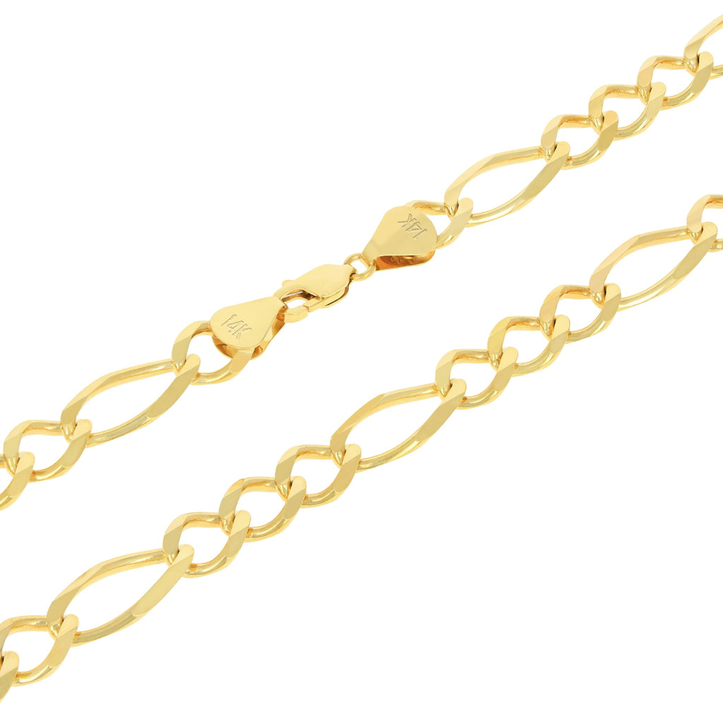 14k Yellow Gold Solid Figaro Chain Link Necklace 18" - 30" N3821