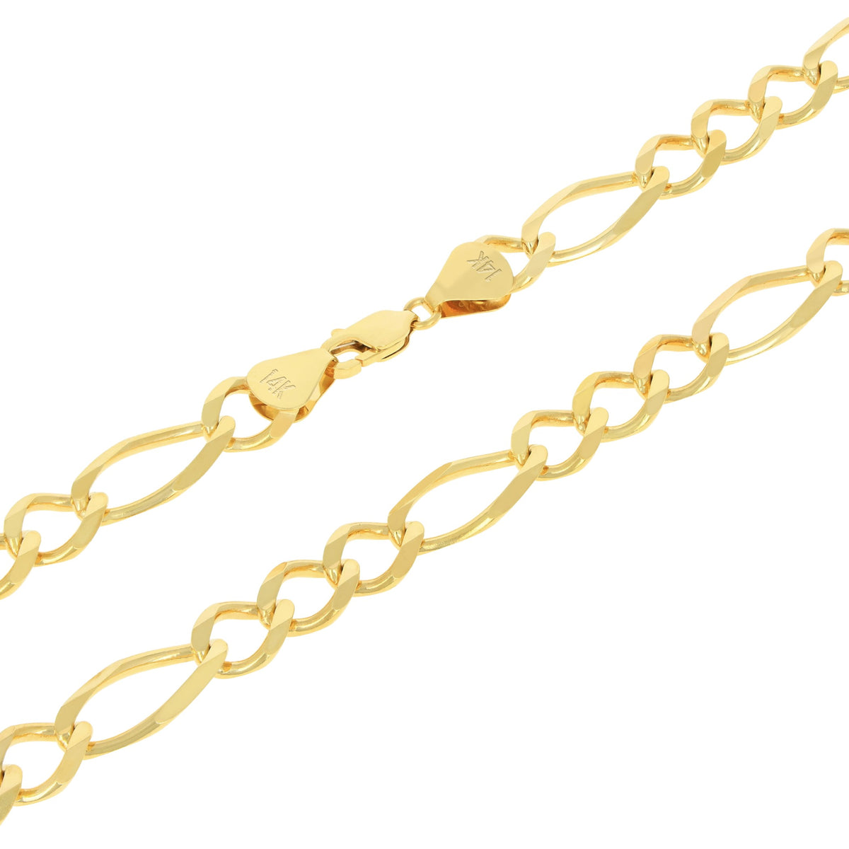 14k Yellow Gold Solid Figaro Chain Link Necklace 18" - 30" N3821