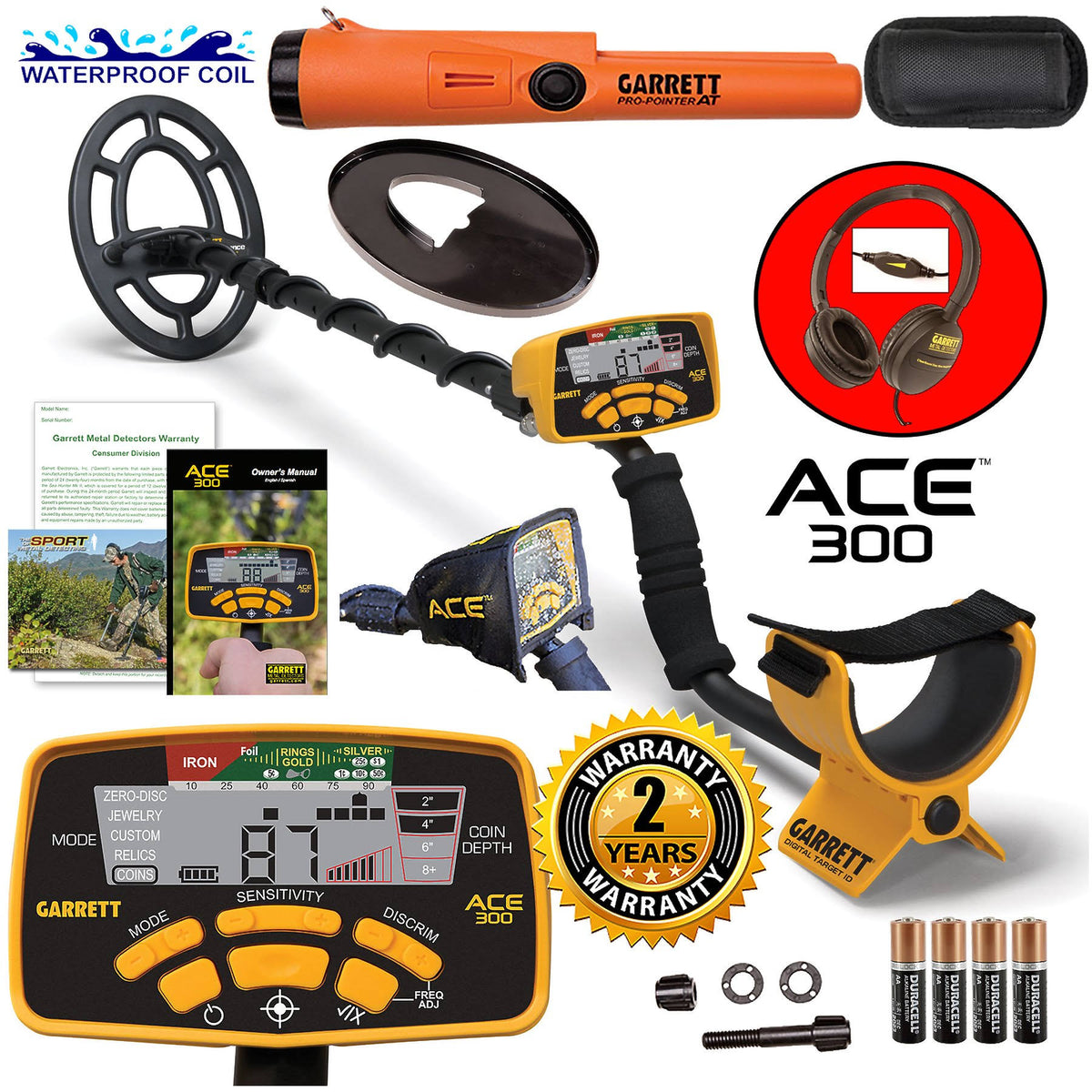 Metal Detector with Waterproof Search Coil and Pro-Pointer AT C572192