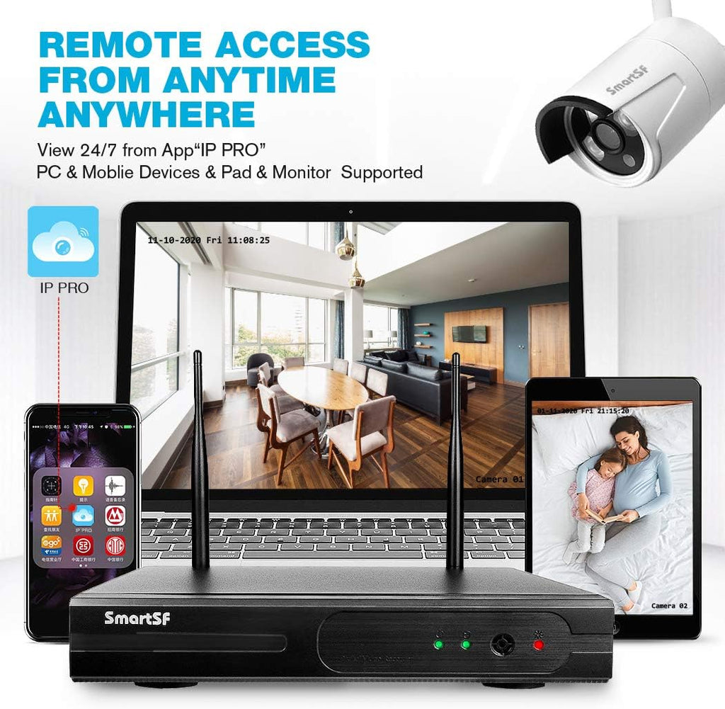 Wireless Security Camera System with 4 Weatherproof Indoor Outdoor IP Camera with 65Ft Night Vision A6226