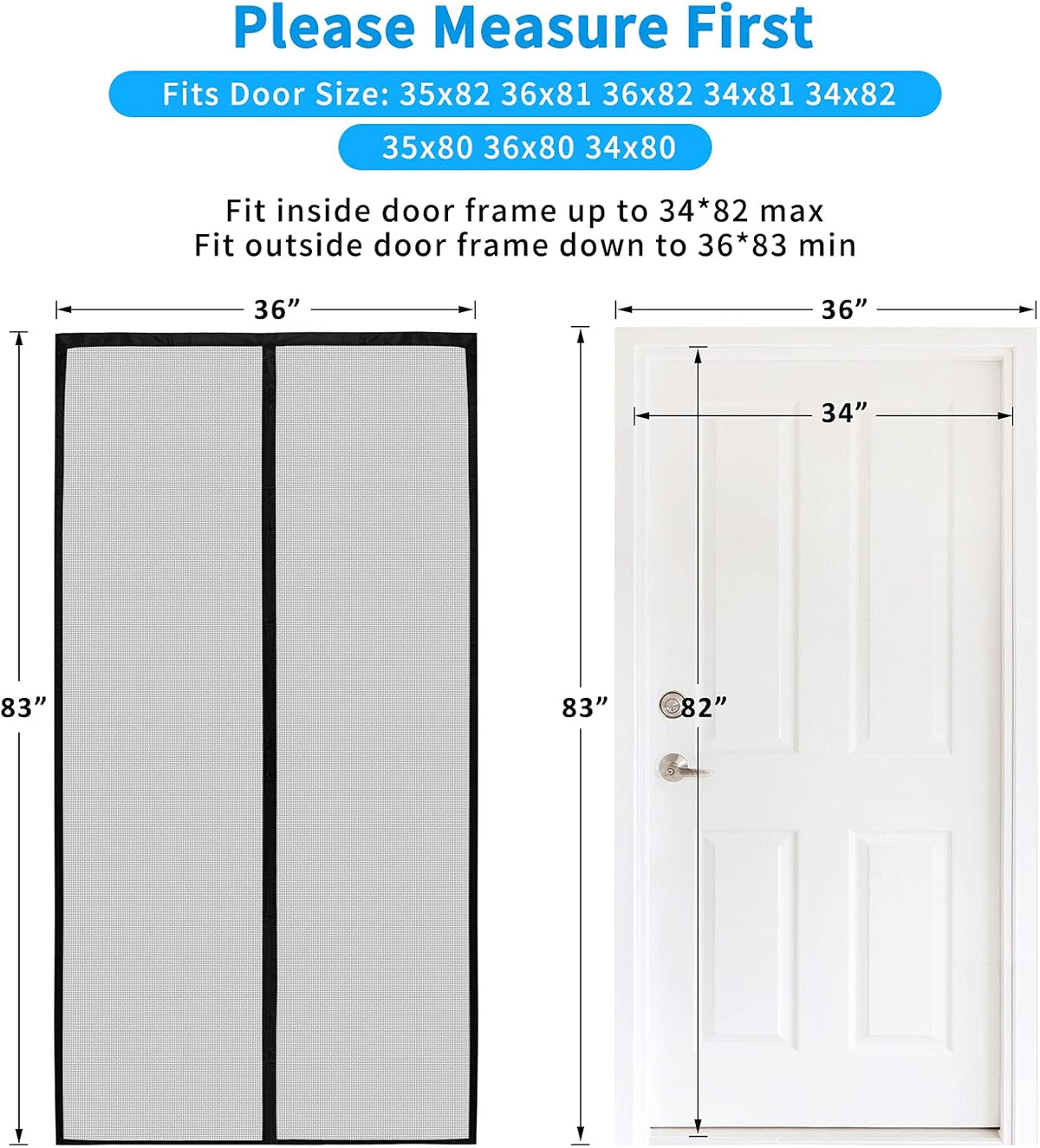 Magnetic Garage Door Screen 16x7FT Fiberglass Mesh C917