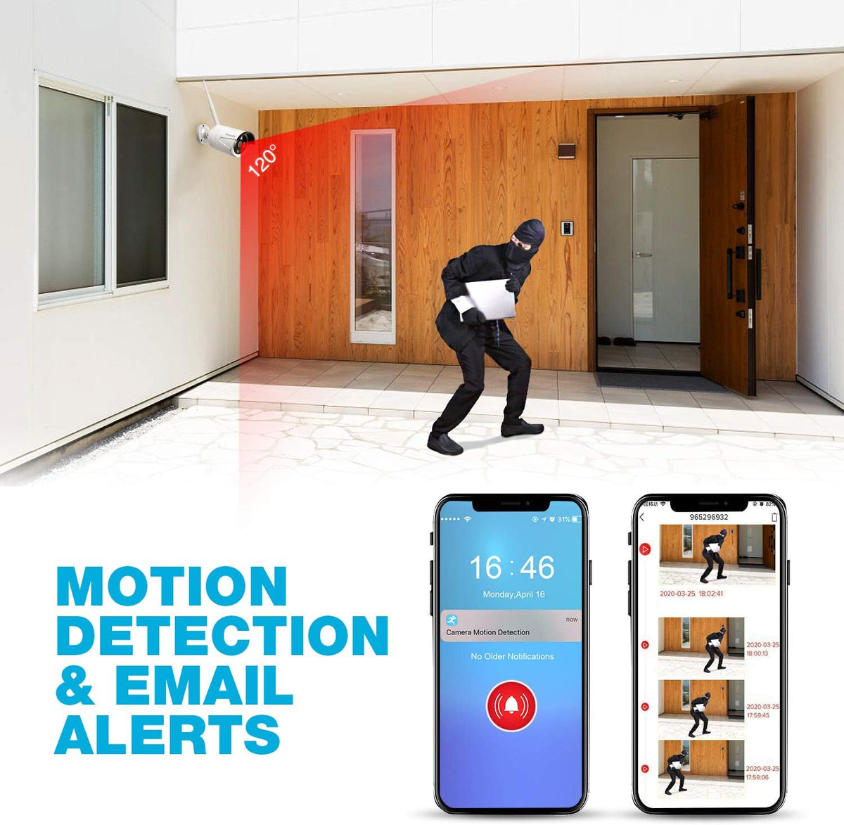 Wireless Security Camera System with 4 Weatherproof Indoor Outdoor IP Camera with 65Ft Night Vision A6226