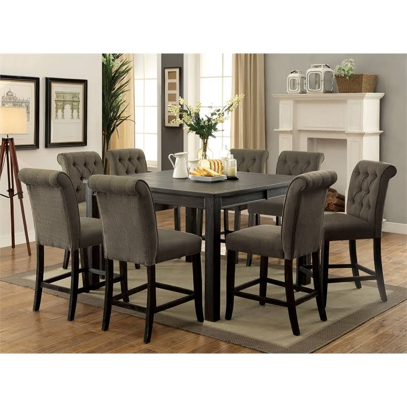 Counter Height Wood Dining Table in Antique Black T9303
