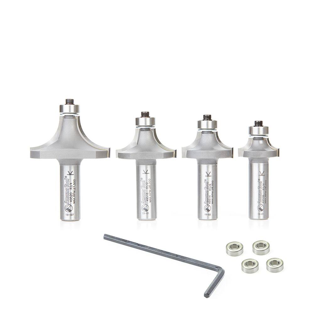 4-pc Carbide Tipped Corner Rounding & Beading Router Bit Set, 1/2 inch Shank M634
