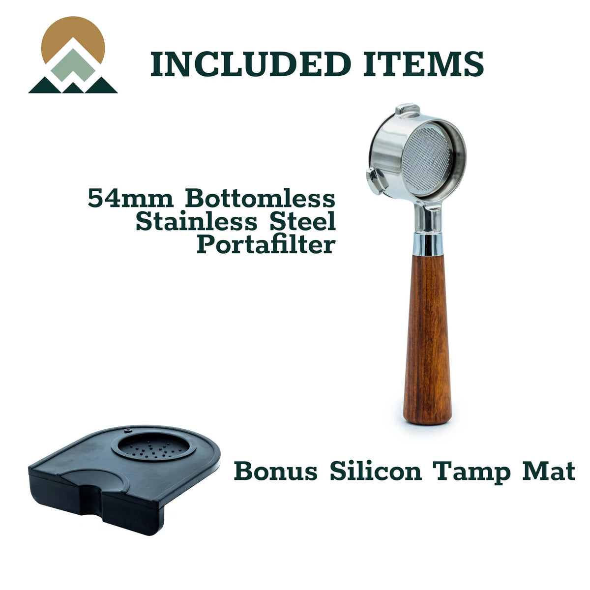 54mm Bottomless Portafilter Wood Handle 304 Stainless Steel G204722